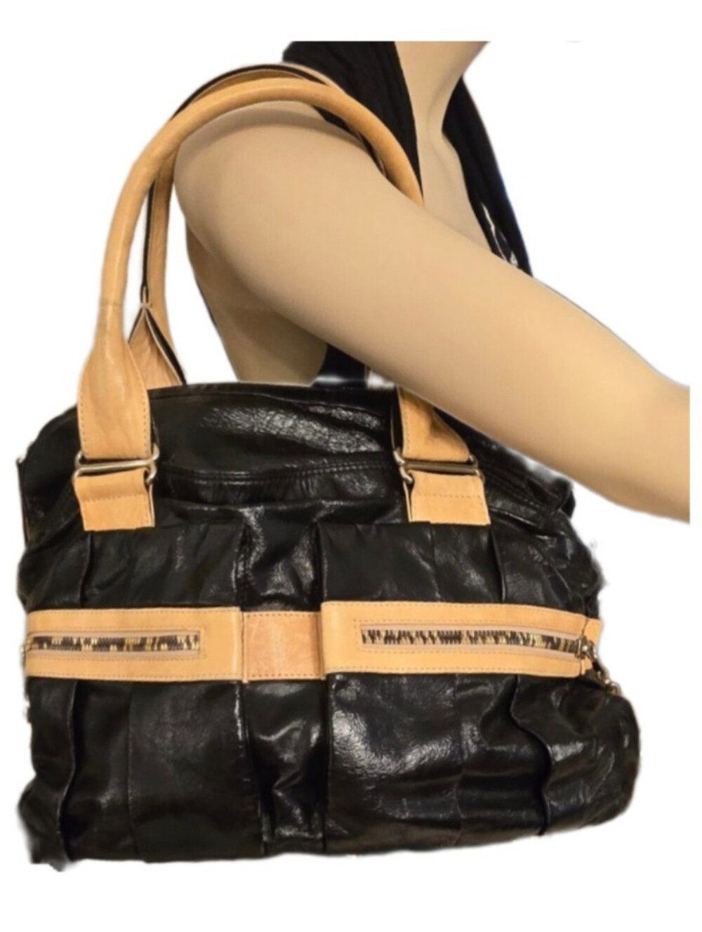 See by Chloe Indigo Black Leather Day Tripper Top-Handle Satchel Bag